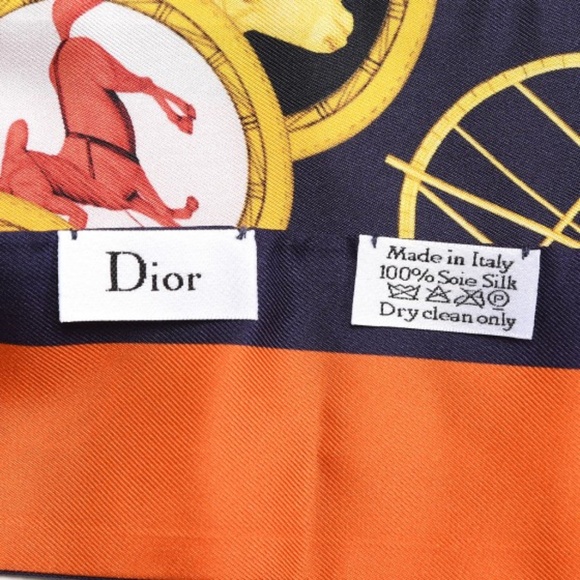 CHRISTIAN DIOR  Silk ABCDior A Mitzah Scarf Blue Marine - Picture 3 of 3